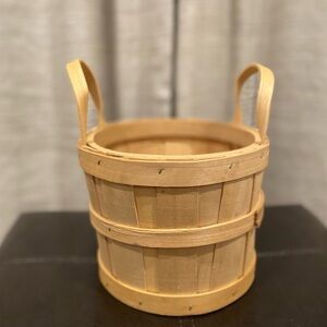 Tan Wooden Accent Basket with Handles